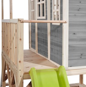 Casa de brincar infantil exterior para crianças Loft 550 em madeira com escorrega e caixa areia - Cinzenta