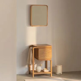 Conjunto De Móvel De Casa De Banho Em Madeira De Teca Bradley Sem Lavatório & Rectangular Esquina Arredondada Com Armazenamento 45x60 Cm Ian - Sklum