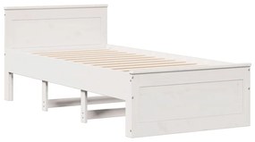 Cama com estante sem colchão 75x190 cm pinho maciço branco