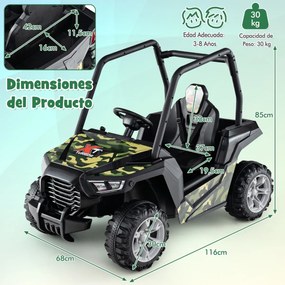 Carro de brincar a bateria de 24V com controlo remoto 3 velocidades 2 suspensões de mola Música de arranque lento Verde