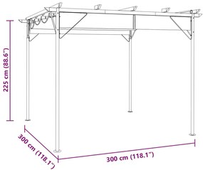 Pérgola com toldo retrátil 3x3 m 180 g/m² aço antracite