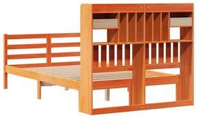 Cama c/ estante sem colchão 120x190cm pinho maciço castanho-mel