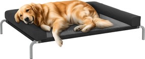 Cama elevada refrescante para cães, cama portátil para cães para interior e exterior, 130 x 90 x 30 cm, preta