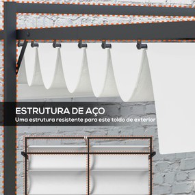 Pérgola 3x4 Pérgola de Jardim com Teto Retrátil de Poliéster e 12 Orif