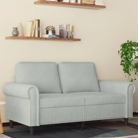 Sofá de 2 lugares 120 cm veludo cinzento-claro