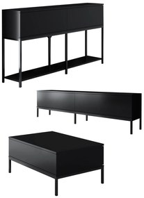 Conjunto de Mobiliário de Sala Lord – Preto – TV Stand: 180x47x30 cm,