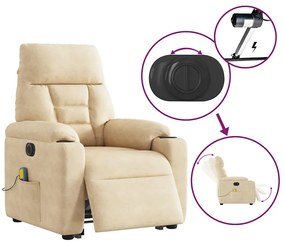 Poltrona de massagens elétrica elevatória microfibra cor creme
