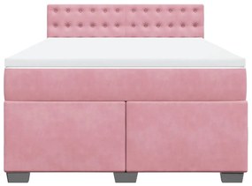 Cama com molas/colchão 140x200 cm veludo rosa