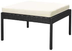 6 pcs conjunto lounge de jardim c/ almofadões vime PE preto