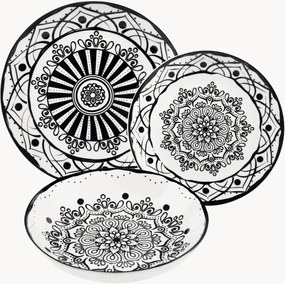 Conjunto de loiça em porcelana Boheme Noir, 6 pessoas, conjunto de 18