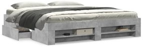Estrutura de cama 200x200 cm derivados de madeira cinza cimento