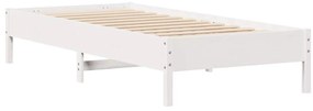 Cama sem colchão 90x200 cm madeira de pinho maciça branco