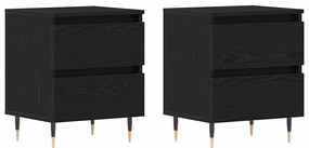 Camas de Cabeceira vidaXL 2 pcs Preto Carvalho 40x35x50 cm Madeira de