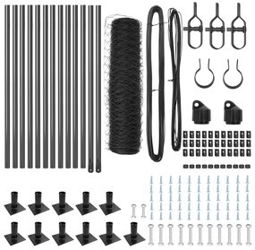 Conjunto de Cercas Conjunto de 2 Cinza Aço 25 x 0.5 m Durável