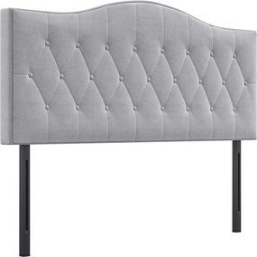 HOMCOM Cabeceira Estofada para Cama, Encosto em Veludo Cinza, Estrutura em Choupo, 185 x 8 x 134 cm | Aosom Portugal