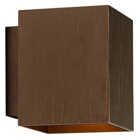 Candeeiro de parede moderno quadrado bronze escuro - Sola Moderno