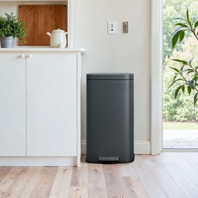 Caixote do lixo 30 litros com pedal para cozinha 34,8 x 29,7 x 63,3 cm verde acinzentado