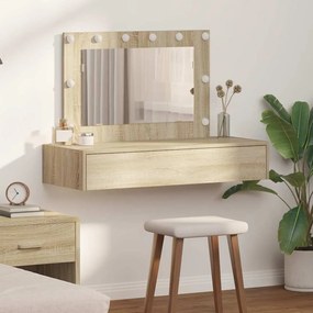 vidaXL Mesa de Maquilhagem de Parede com Luzes LED em Carvalho Sonoma