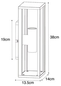 Candeeiro de parede exterior preto com vidro canelado 2 luzes IP44 - Charlois Moderno