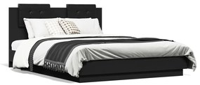 Estrutura cama c/ cabeceira 140x190 cm derivados madeira preto