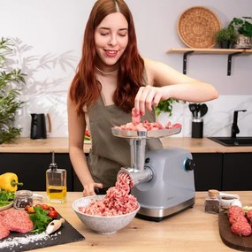 Picadora de carne eléctrica Crusher 1400 Steel de 1360 W, com 1 lâmina e 3 placas de corte