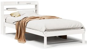 Cama sem colchão 75x190 cm madeira de pinho maciça branco