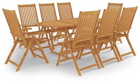 vidaXL 9 pcs conjunto de jantar para jardim madeira de teca maciça