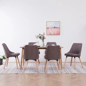 vidaXL Cadeiras de jantar 6 pcs tecido cinzento-acastanhado
