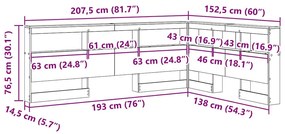 Cabeceira de armazenamento Carvalho fumado 135 cm