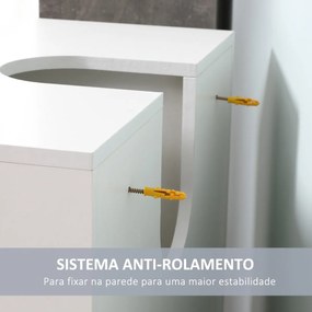 Armário Casa de Banho Móvel para Lavatório de Madeira com 5 Compartimentos Abertos 1 Porta Desenho Compacto Moderno 60x30x68cm Branco