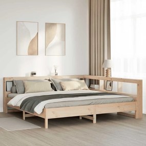 vidaXL Cama com estante sem colchão 180x200 cm pinho maciço