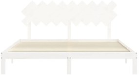Estrutura cama Super King Size c/ cabeceira madeira branco