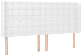 Cama box spring c/colchão/LED 200x200cm couro artificial branco