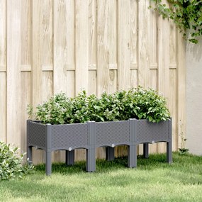 vidaXL Vaso/floreira de jardim c/ pernas 120x40x42 cm PP cinzento azul