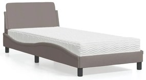 vidaXL Cama com colchão 80x200 cm tecido castanho-acinzentado