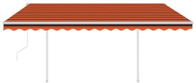 Toldo retrátil automático com postes 4x3,5 m laranja e castanho