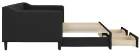 Sofá-cama com gavetão e gavetas 80x200 cm tecido preto