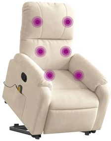 Poltrona de massagens reclinável elevatória microfibra bege