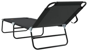 Espreguiçadeira Dobrável Portátil Preto Tecido Oxford 600D