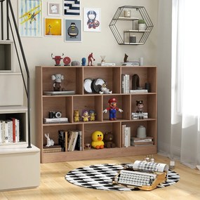 Estante de 10 cubos com 3 níveis Organizador de arrumação Estante anti-queda 140 cm para sala de estar Quarto Natural