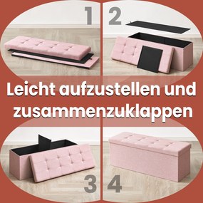 Banco com espaço de arrumação, 38 x 110 x 38 cm rosa pastel