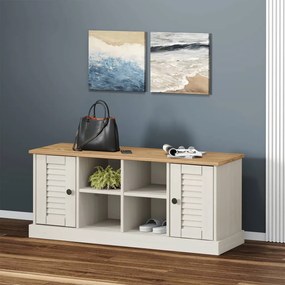 vidaXL Sapateira VIGO 106x35x45 cm madeira de pinho maciça branco