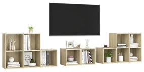 8 pcs conjunto móveis de TV derivados madeira carvalho sonoma