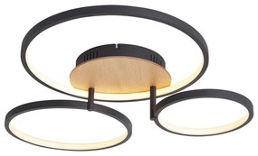 Candeeiro de Teto Moderno de Madeira Incl. LED Regulável em 3 Passos 3 Luzes - Rondas