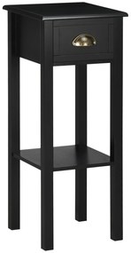 HOMCOM Mesa de Apoio com Gaveta e Prateleira de Armazenamento Estilo Moderno 30x30x75 cm Preto