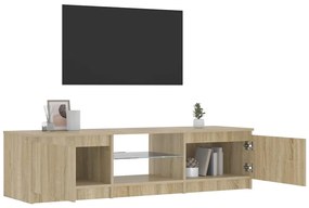 Móvel de TV com luzes LED 140x40x36 cm carvalho fumado