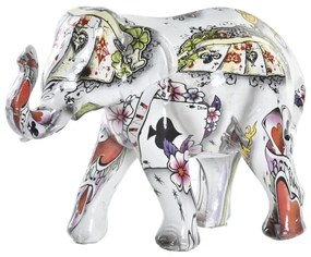 Figura Decorativa Dkd Home Decor Elefante Branco Resina Multicolor (11 X 5 X 9 cm)