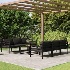 7 pcs conjunto lounge jardim com almofadões alumínio antracite