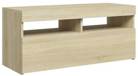Móvel de TV com luzes LED 90x35x40 cm carvalho sonoma