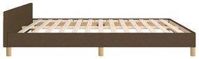 Estrutura de cama 180x200 cm tecido castanho-escuro